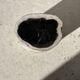 Petrified wood side table white tower black heart H:36cm D:17cm