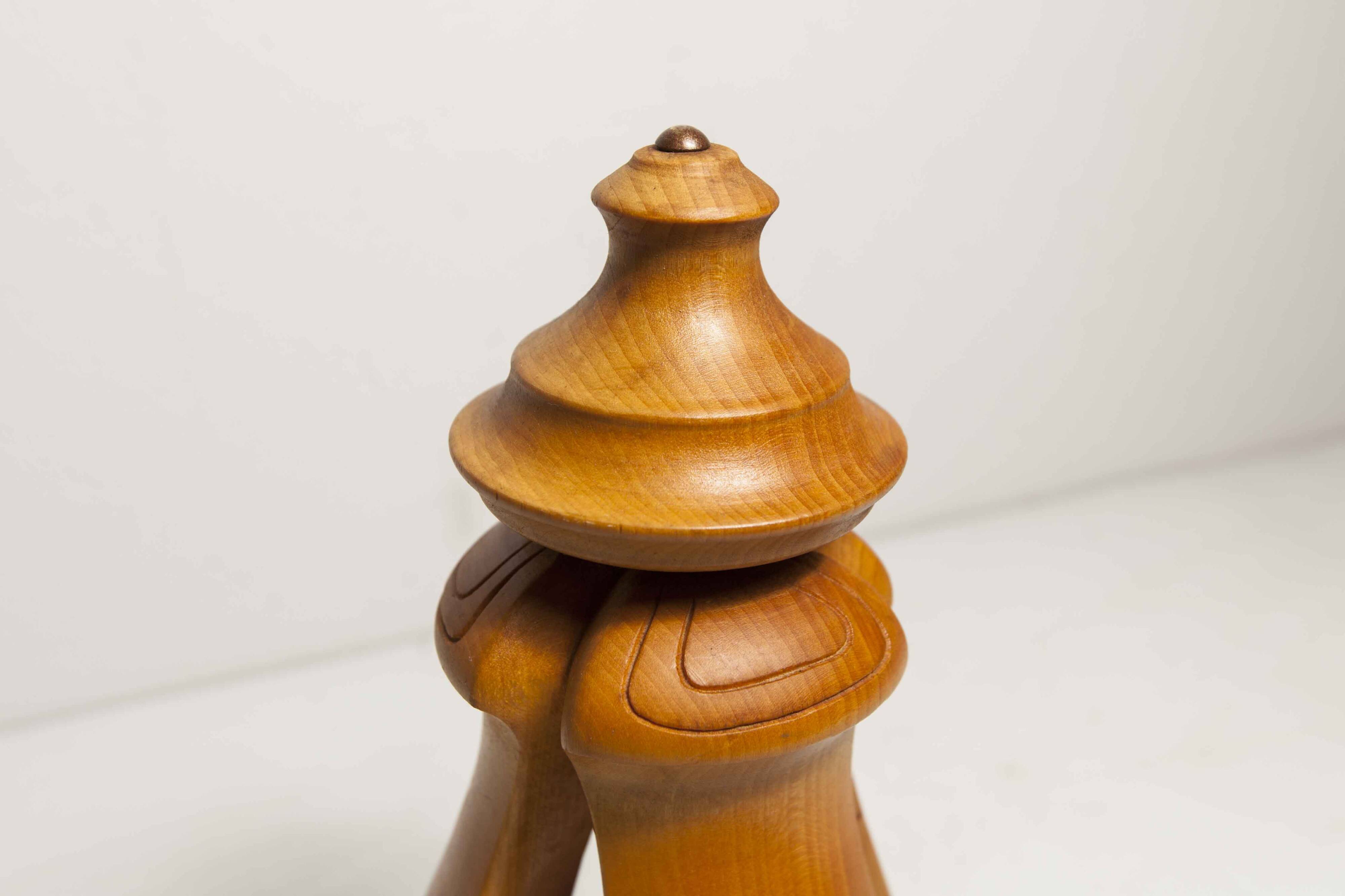 Solid wood table lamp 1960