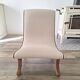 Vintage gondola armchair in beige linen fabric.
