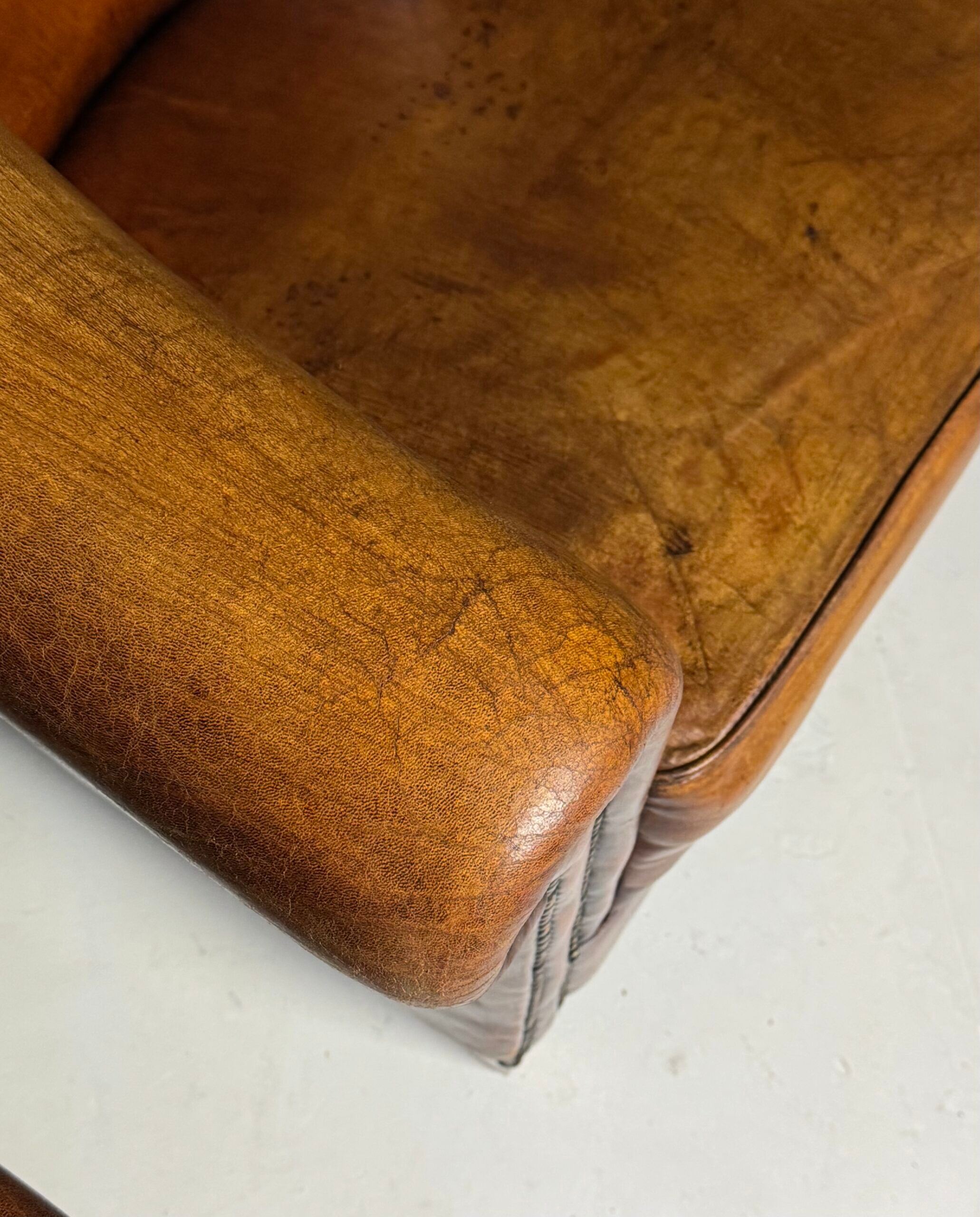 Fauteuil club en peau de mouton 2x classique