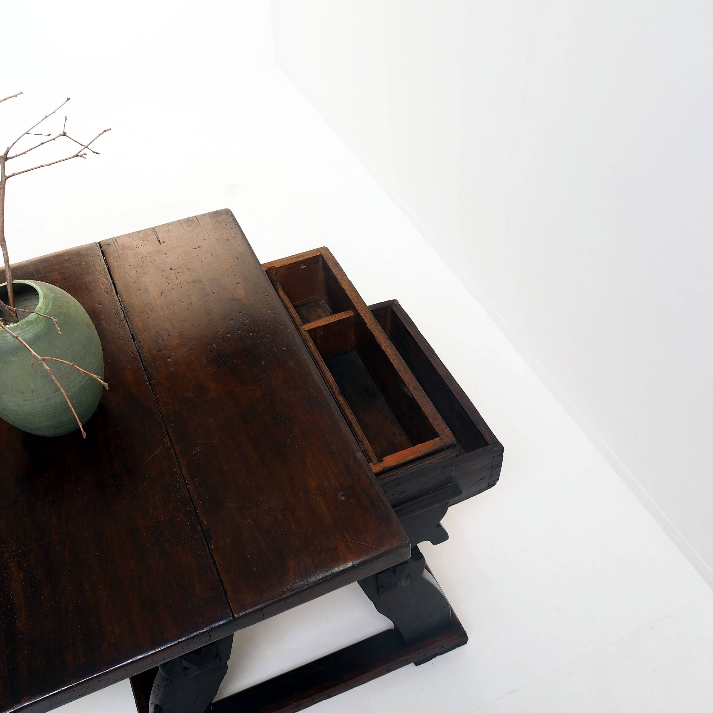 Antique Banker’s Rent Table with Sliding Top, 18th Century