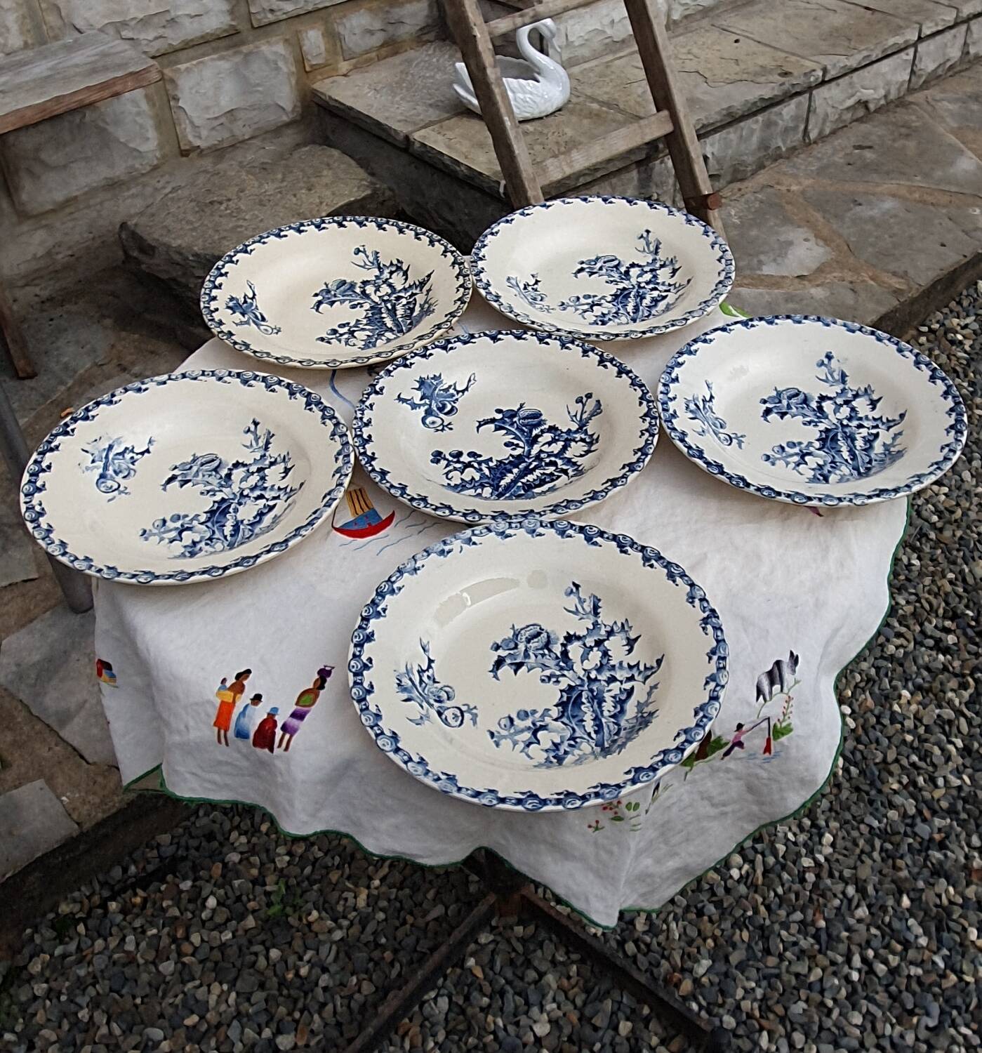 6 deep plates from Gien Chardon series