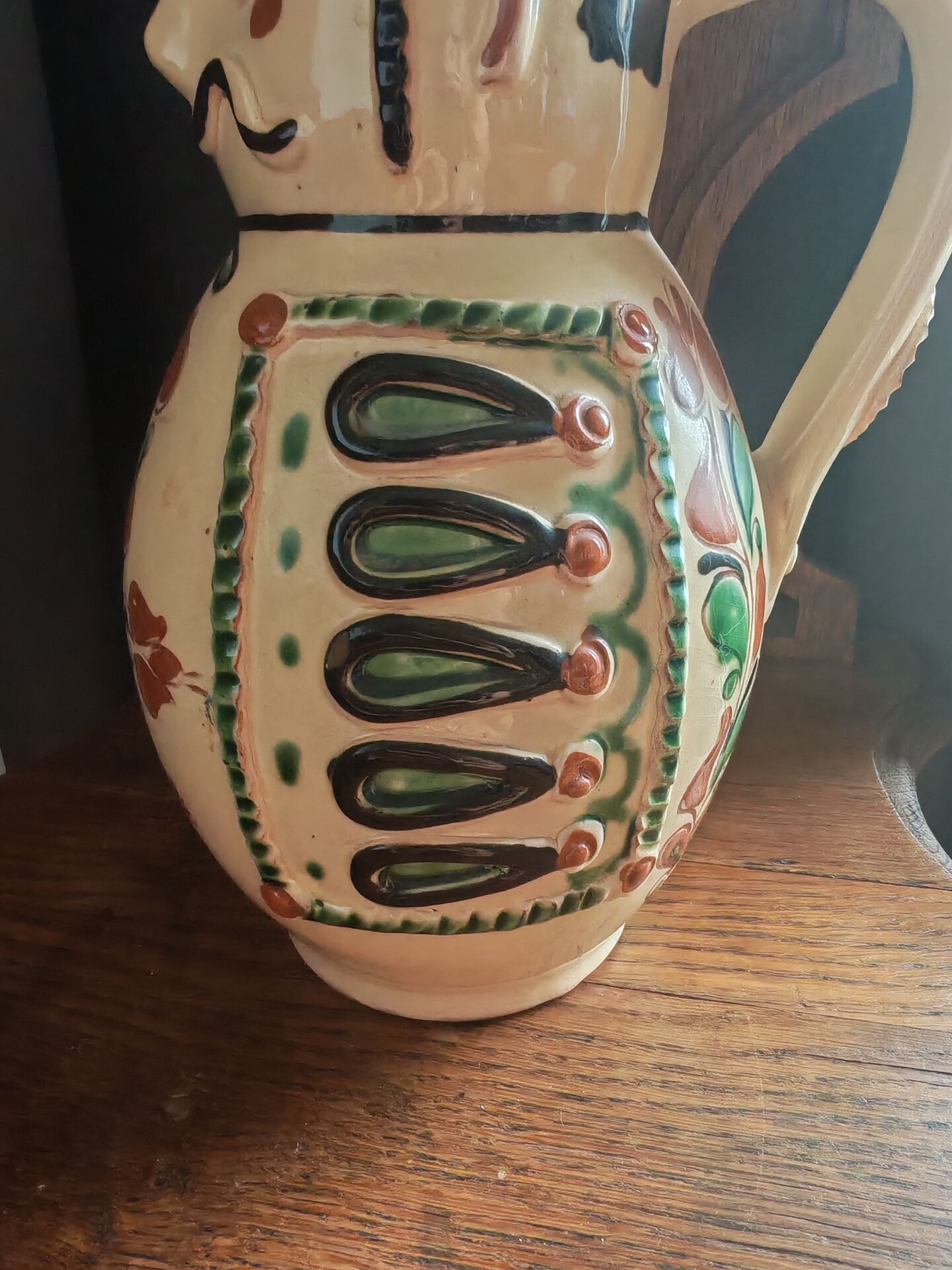 Anthropomorphic pitcher in slipware Hungarian folk art 1960