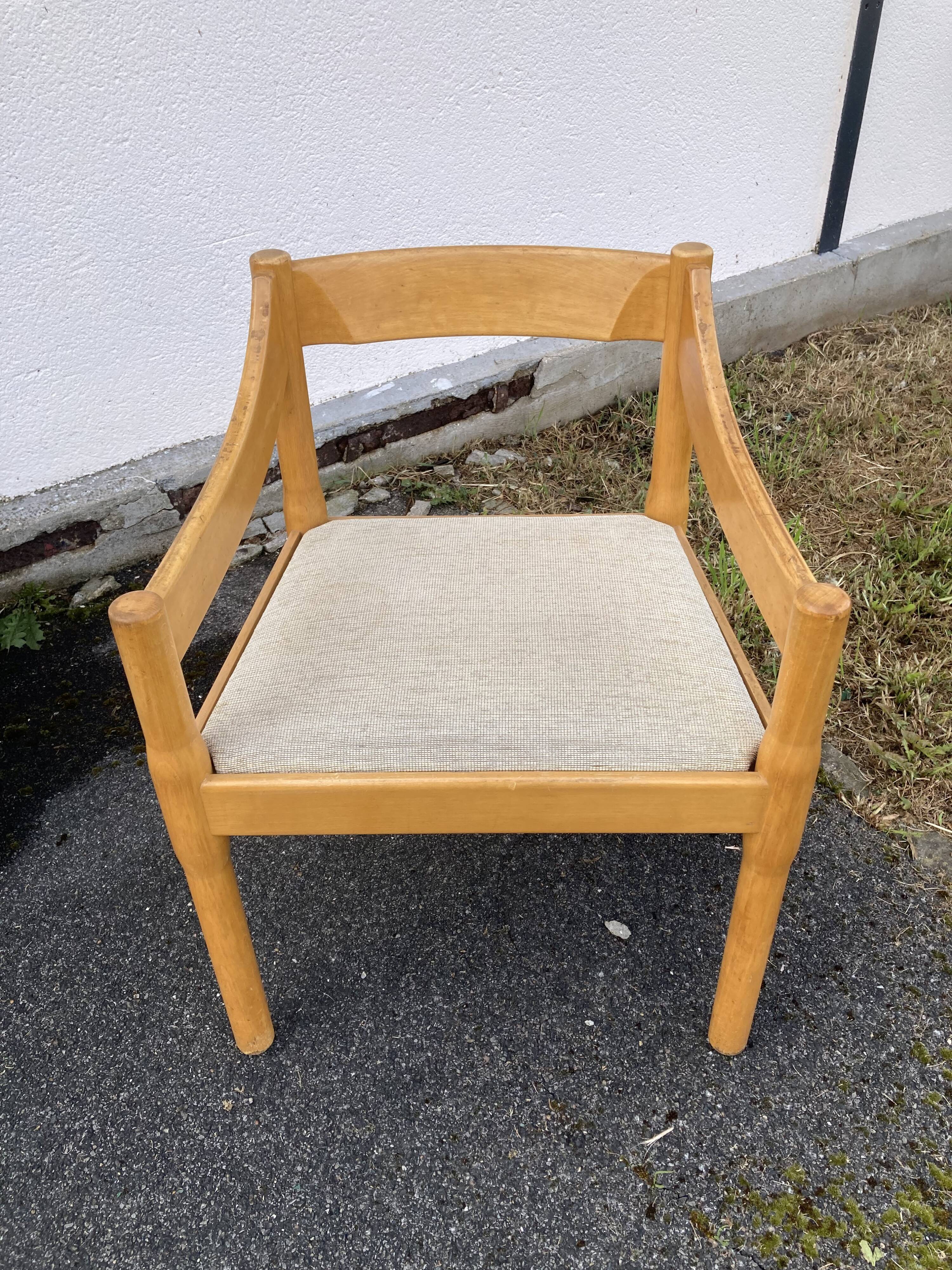 Six Carimate Cassina armchairs 1960's by Vico Magistretti