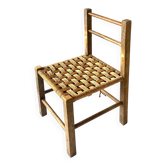 Chaise pour enfant vintage en corde et bois