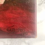 Oil on canvas depicting a still life of flowers