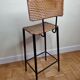 Bar stool in steel and braided wicker, design of the 50s, 92 cm