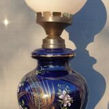 Ceramic lamp birds lyres on midnight blue background Napoleon III