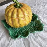 Antique majolica pumpkin jam jar