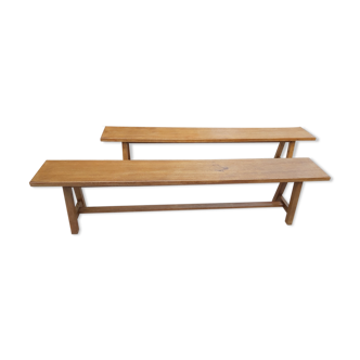 Paire de bancs en chêne