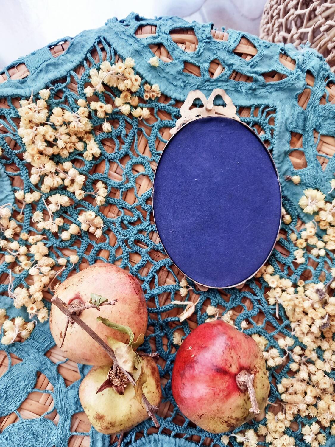 Mini miroir medaillon argent