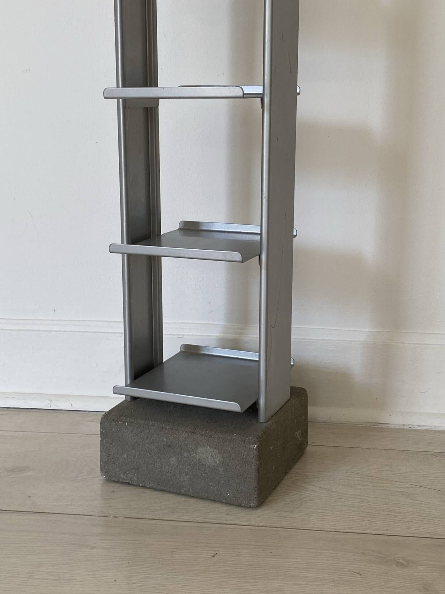 Metal tower and concrete block storage