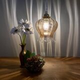 Susspension globe vintage en verre ambré légèrement nacré