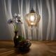 Vintage globe suspension in slightly pearly amber glass