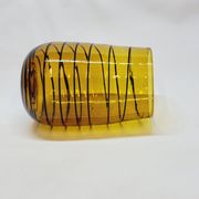 Vintage Murano Vase Mid Century Blown Glass Yellow Brown Spiral Style Ve