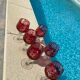 Set of 6 cut crystal wine glasses lined with ruby red (Style Ro)