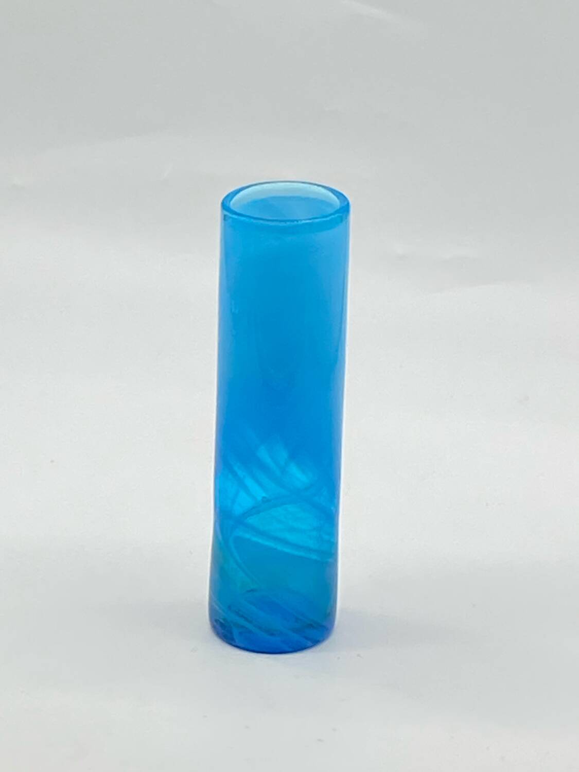 Coloured glass cylinder vase stamped Maure Viel, vintage.