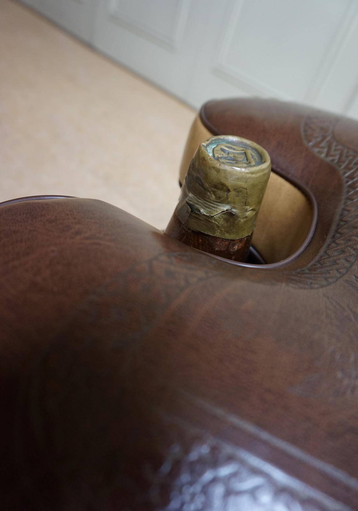 Brutalist Bedouin Camel Saddle Stool Ottoman in leather,1970s