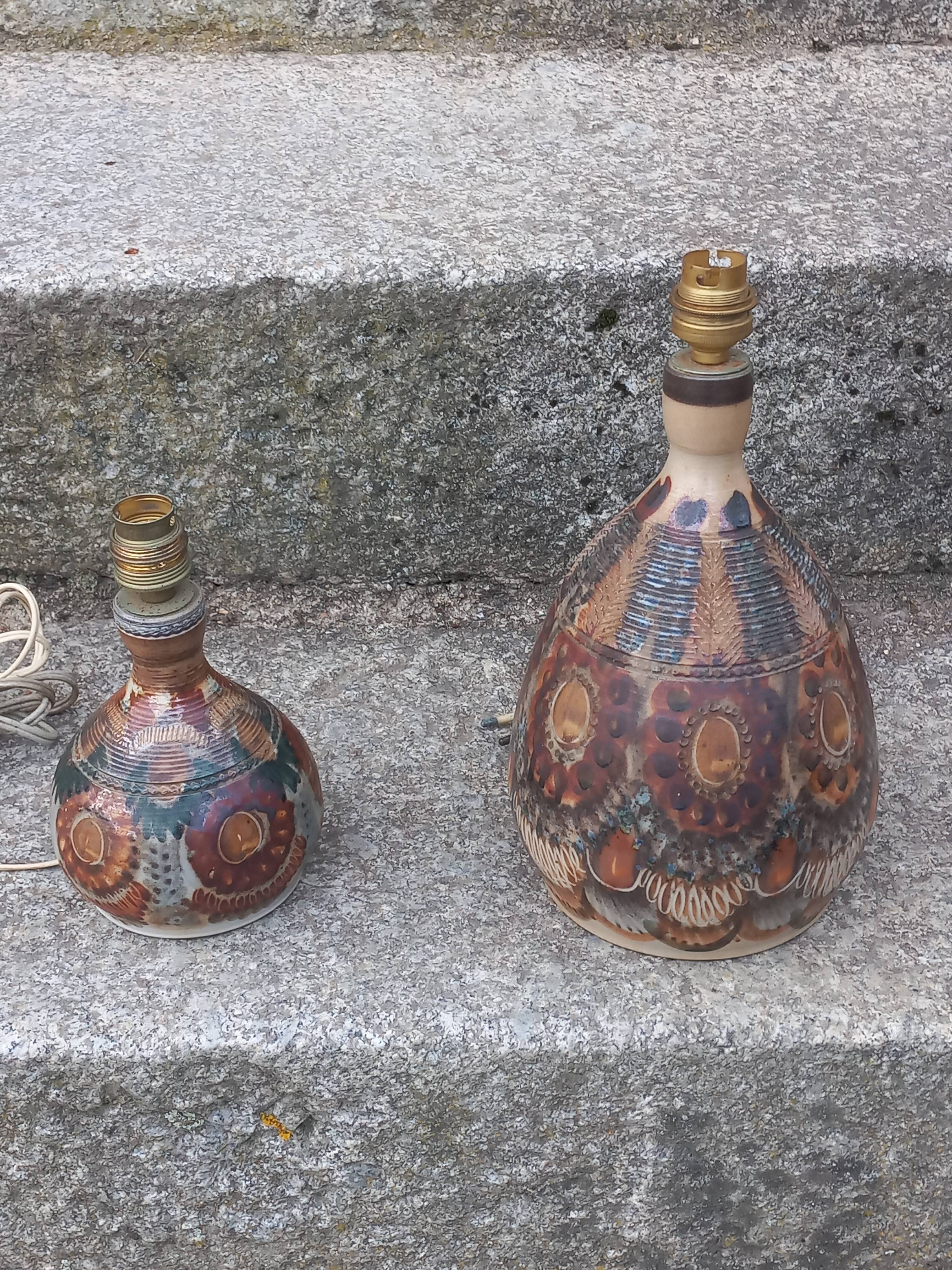 Set of 2 stoneware lamps by Jean Claude Courjault La Cerisaie.