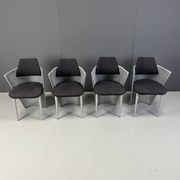 Chaises de salle à manger en métal postmodernes, années 1980