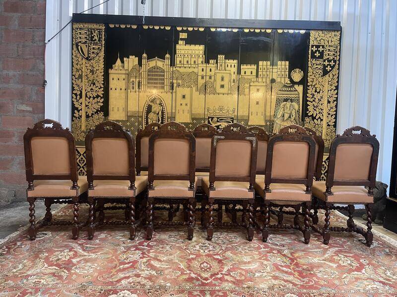 Set of 11 Louis XIII - Renaissance style chairs