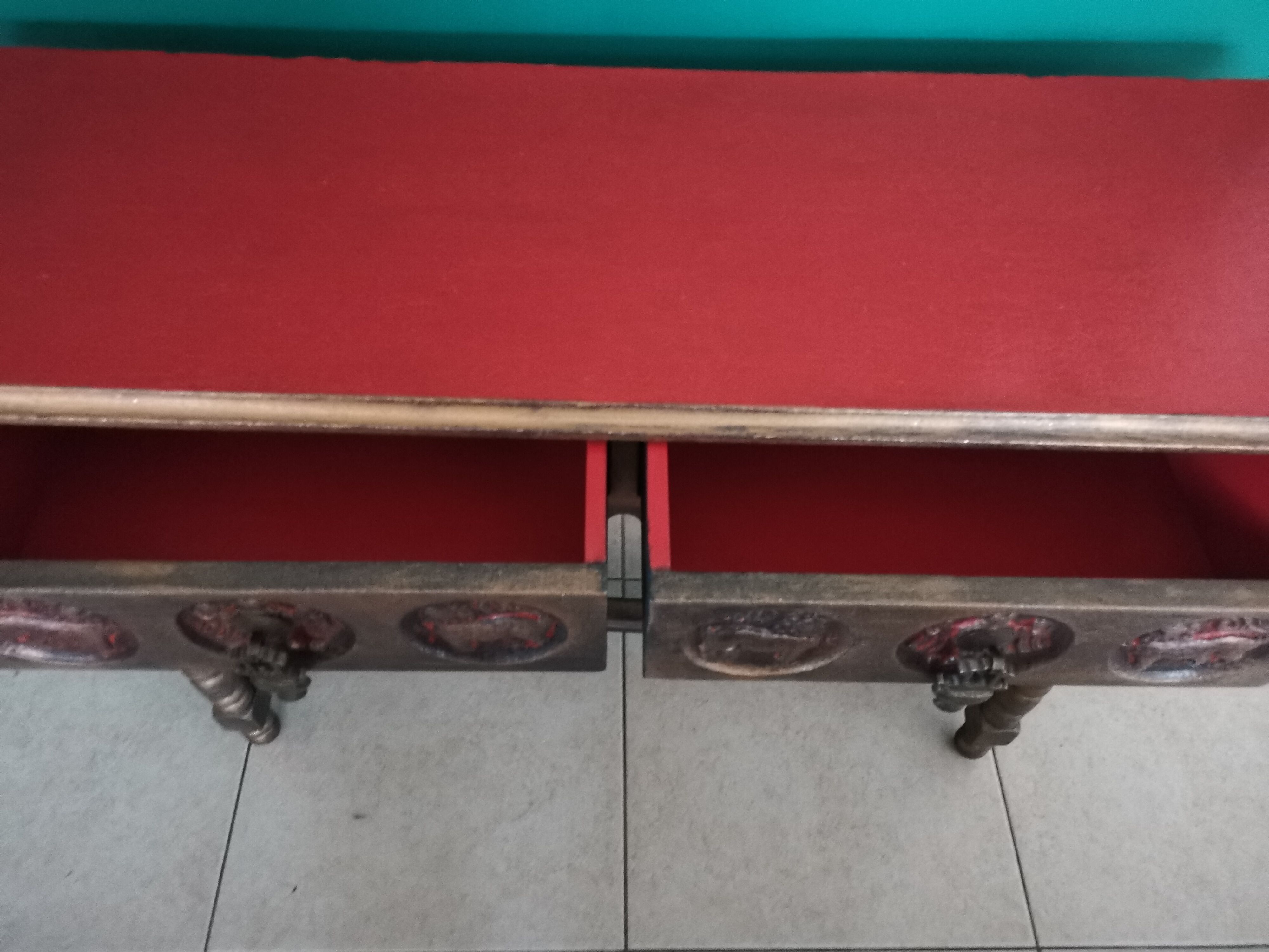 Wooden console 2 drawers antique Chinese style