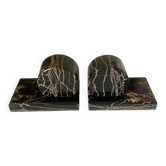 Pair of Portoro marble bookends