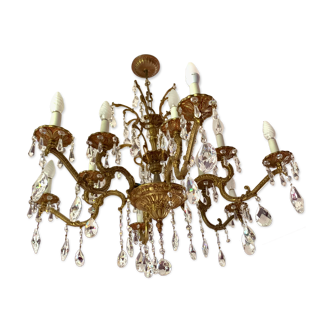 Lustre à pampilles de cristal