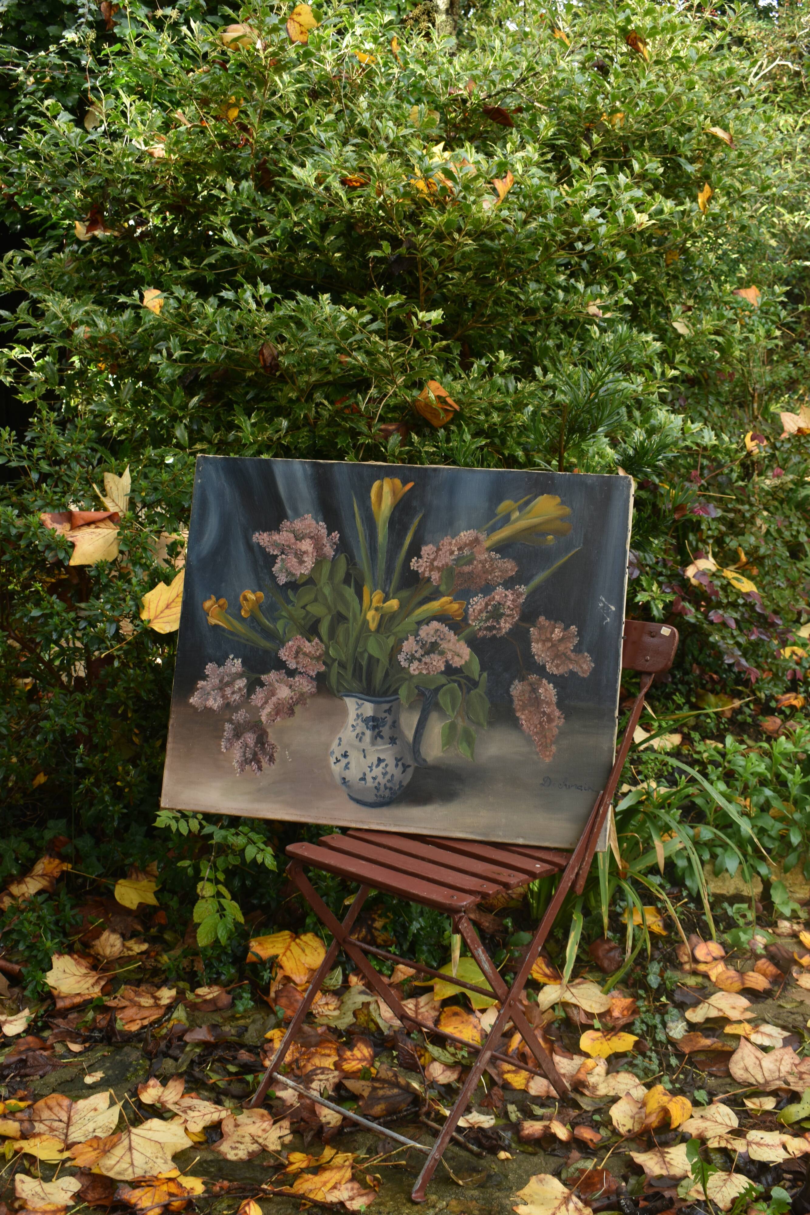 Oil painting on canvas, still life by Rollande Déchorain