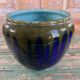 Ceramic planter signed Orchies – France, blue and green enamel