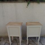Pair of bedside tables, Elle and Lui, re-enchanted end tables in beige.