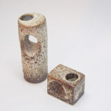 Pair of fat lava vases