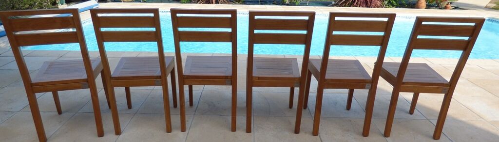 6 chairs of golden oak color in solid wood brand codium maison