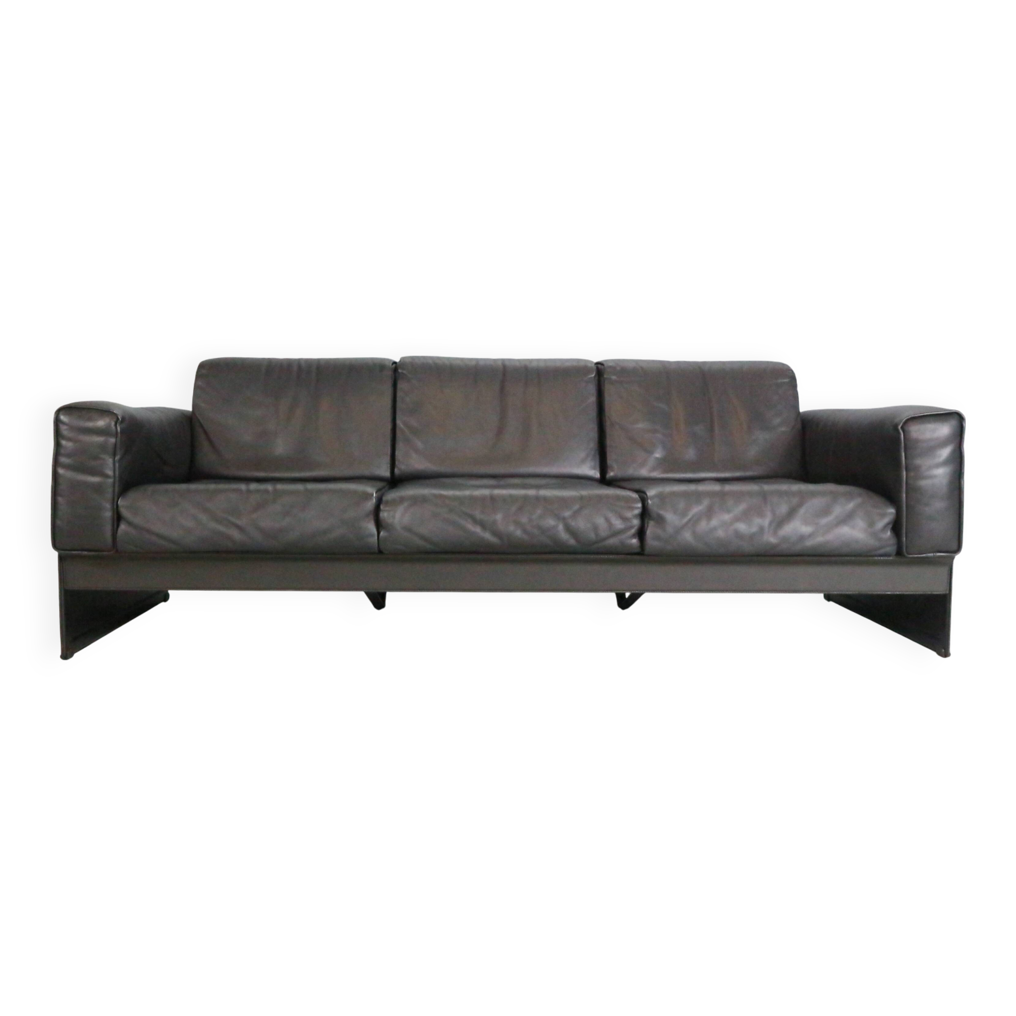 Tito Agnoli 3-Seater Korium Sofa for Matteo Grassi – Black Leather