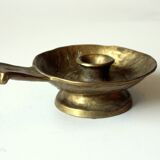 Handmade brutalist heavy brass candle stick - Vintage