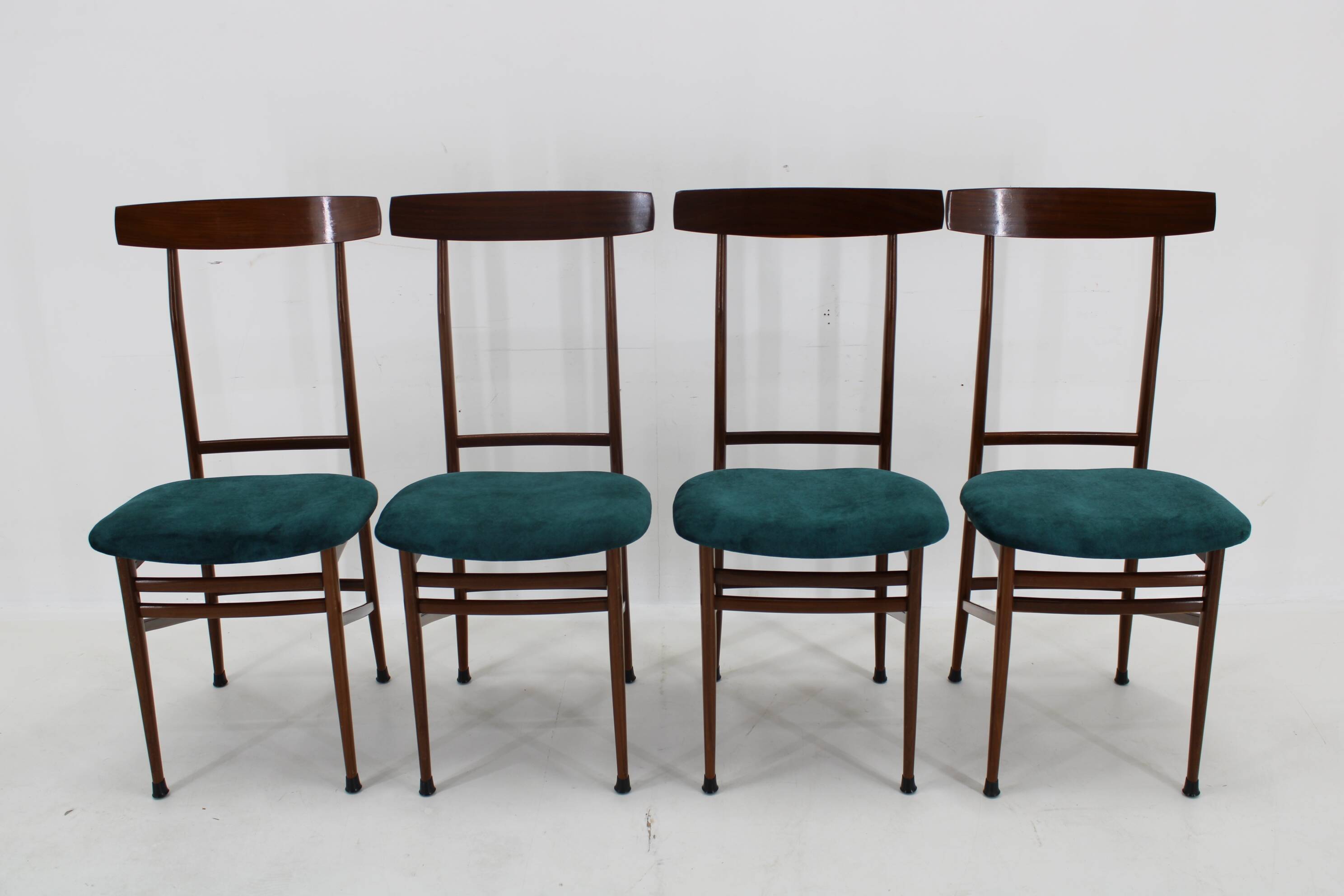 1960s Set Of Four Mahogany Dining Chairs, Italy