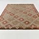 Green & Red Details Vintage Kilim Rug, Oushak Area Rug, 233x300Cm