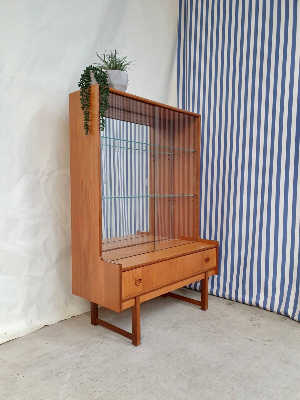 Vtg mid century teak turnidge wall shelving unit room divide Danish design