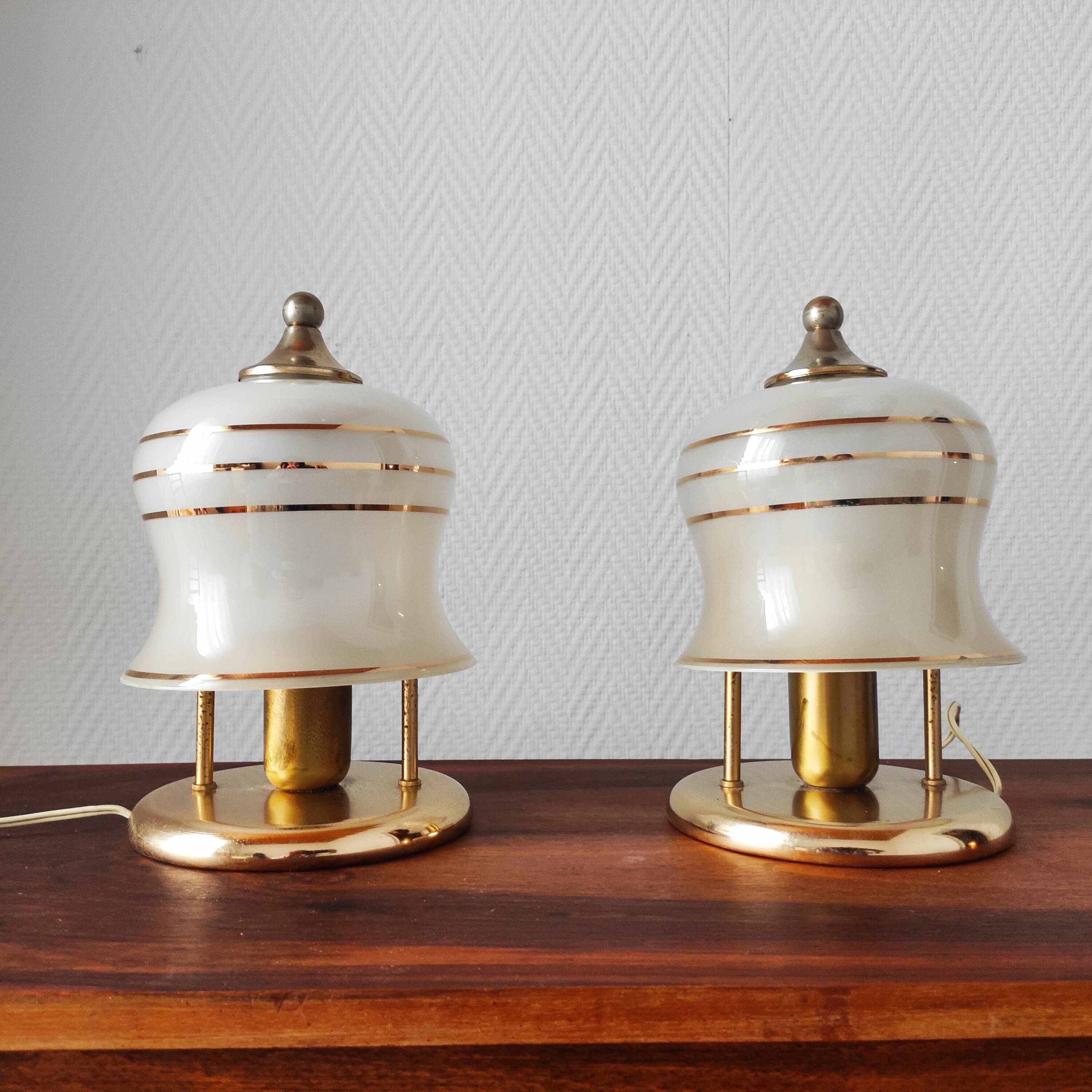 Pair of antique art deco lamps