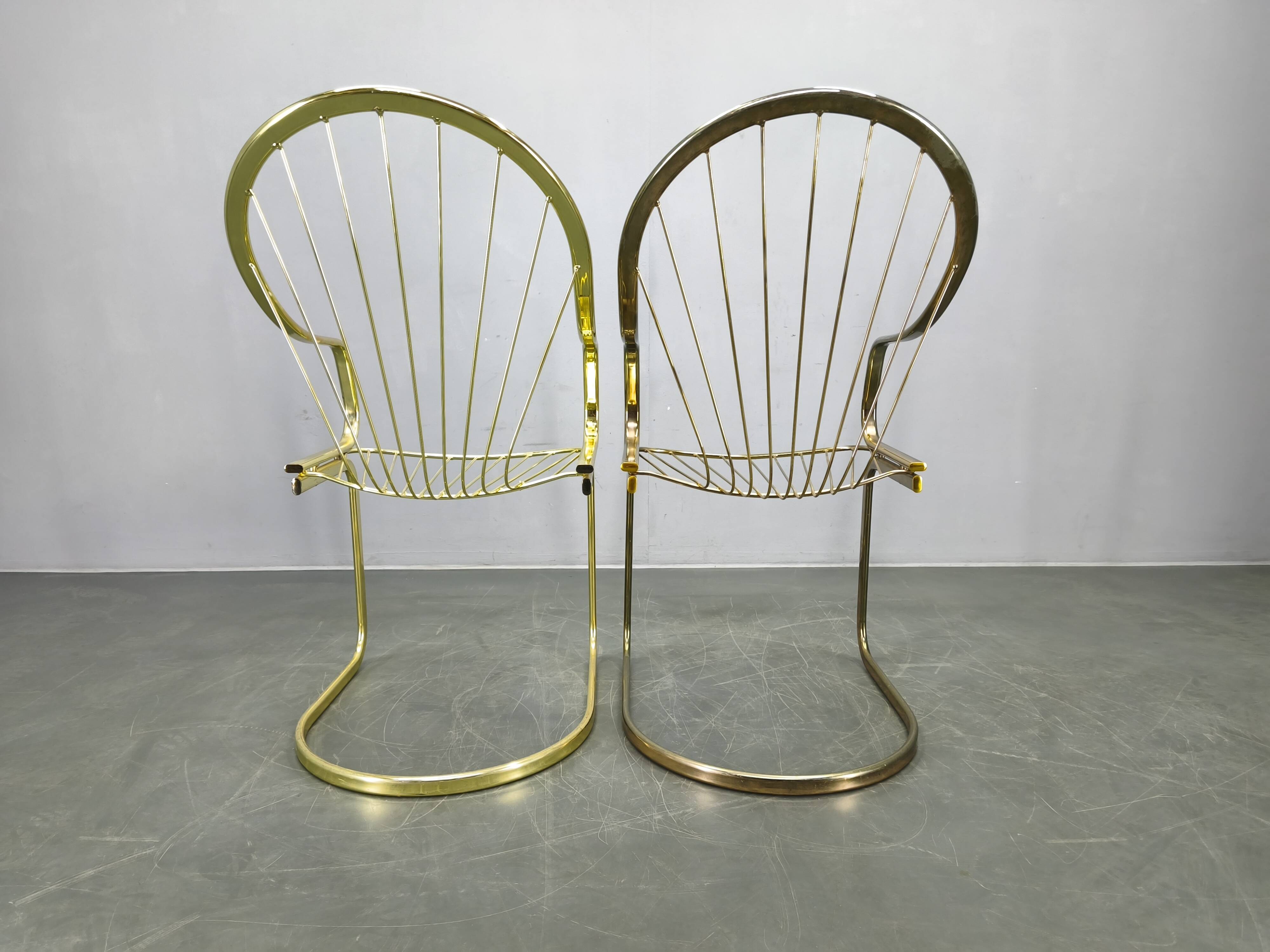 Set of 5 Gastone Rinaldi Brass Dining Chairs for Rima, Italy 1970s