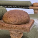 1970s, Danish armchair, original condition, wool, solid oak wood.