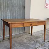 Old rustic farm table, one drawer - 1m30