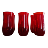 6 verres à eau verre soufflé vintage rouge rubis 1960