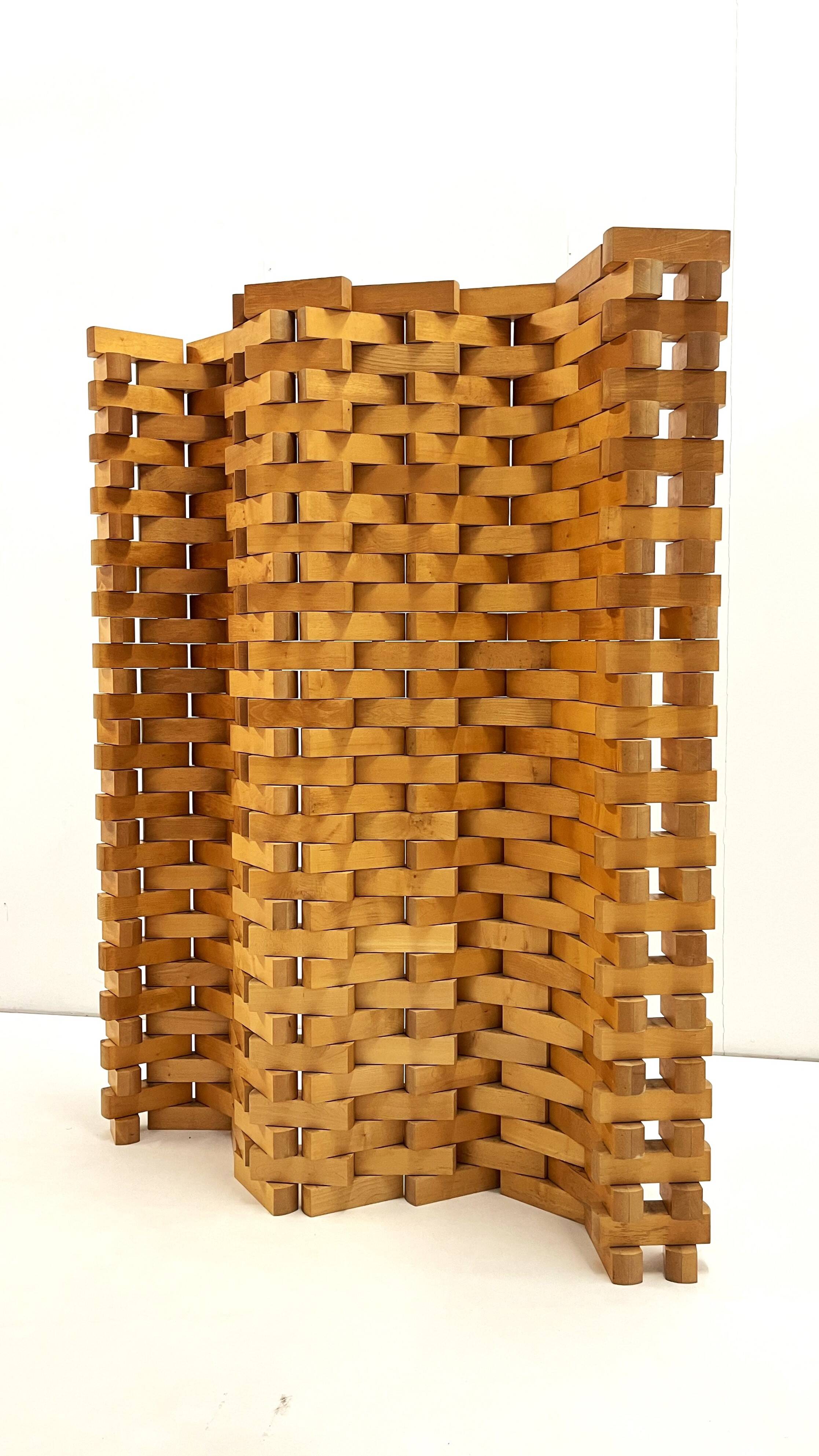 Room divider in Poplar wood 1990'S