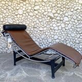 LC4 brown leather by Le Corbusier, Jeanneret & Perriand, Cassina, 1980