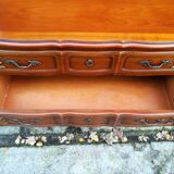 Louis XV style crossbow chest of drawers in cherry wood