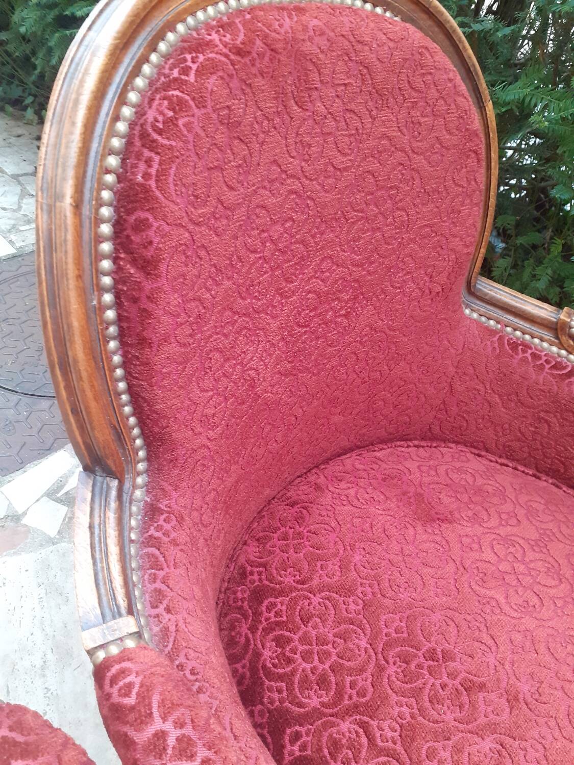 Lot 2 fauteuil voltaire médaillon bergère rouge bois sculpture
