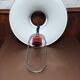 Suspension, red and white metal chandelier from the 70s