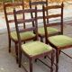 4 chaises bois massif et velours vert