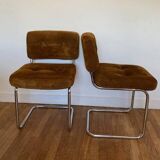Roche Bobois cognac suede chairs